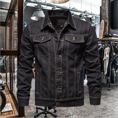 Nova pamučna traper jakna 2023. Muška ležerna traperica na rever s jednim kopčanjem Muška jesenska uska gornja odjeća Kvalitetna vintage muška jakna