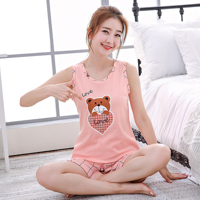 Suvised pidžaamakomplektid kodu Topid lühikeste pükstega öösärk aluspesu Korea riided pidžaamad naiste püksid roupas femininas com frete grati