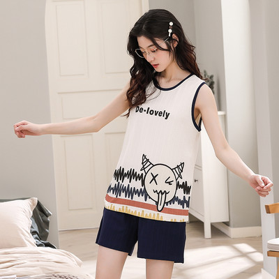 Suvised pidžaamakomplektid kodu Topid lühikeste pükstega öösärk aluspesu Korea riided pidžaamad naiste püksid roupas femininas com frete grati