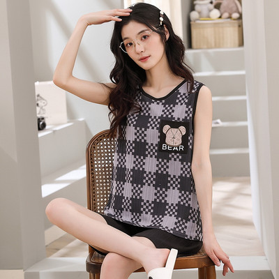 Suvised pidžaamakomplektid kodu Topid lühikeste pükstega öösärk aluspesu Korea riided pidžaamad naiste püksid roupas femininas com frete grati