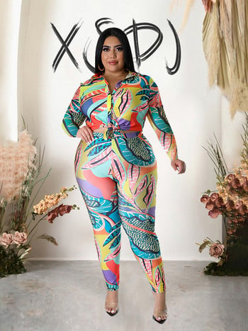 Μακρυμάνικα Σετ για Γυναικεία Plus Size Two Piece Σετ Σέξι στολή Στενό κομψό παντελόνι και σετ μπλούζας Χονδρική Dropshipping