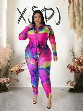 Μακρυμάνικα Σετ για Γυναικεία Plus Size Two Piece Σετ Σέξι στολή Στενό κομψό παντελόνι και σετ μπλούζας Χονδρική Dropshipping