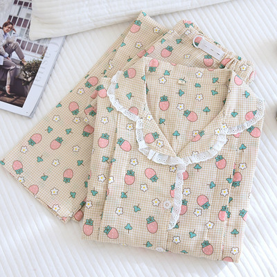 Fdfklak Νέα Κορεατικά Ρούχα εγκυμοσύνης για έγκυες γυναίκες 100% βαμβακερά κοστούμια πιτζάμες θηλασμού τύπωμα πυτζάμες θηλασμού