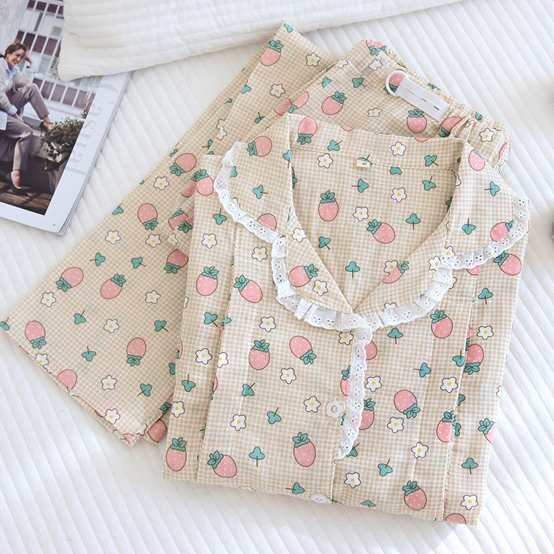 Fdfklak Νέα Κορεατικά Ρούχα εγκυμοσύνης για έγκυες γυναίκες 100% βαμβακερά κοστούμια πιτζάμες θηλασμού τύπωμα πυτζάμες θηλασμού