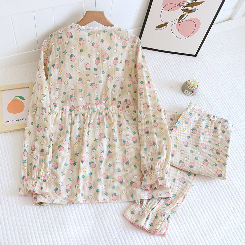 Fdfklak Νέα Κορεατικά Ρούχα εγκυμοσύνης για έγκυες γυναίκες 100% βαμβακερά κοστούμια πιτζάμες θηλασμού τύπωμα πυτζάμες θηλασμού