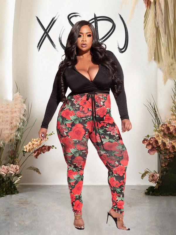 Set din două piese pentru femei, ținută de colanți, set de pantaloni și bluze elegante, cu mâneci lungi, costume de modă de mărime mare, Dropshipping cu ridicata