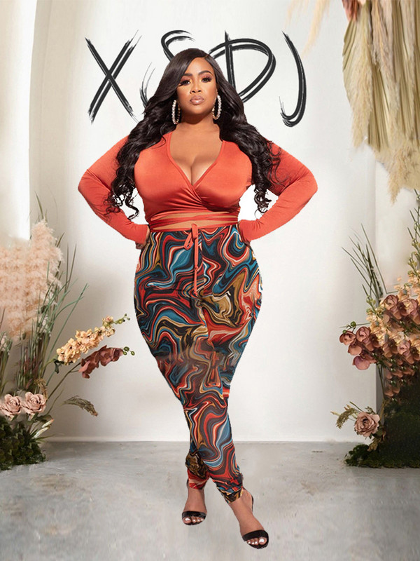 Set din două piese pentru femei, ținută de colanți, set de pantaloni și bluze elegante, cu mâneci lungi, costume de modă de mărime mare, Dropshipping cu ridicata