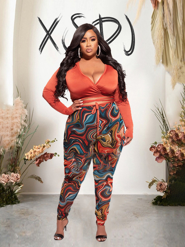 Set din două piese pentru femei, ținută de colanți, set de pantaloni și bluze elegante, cu mâneci lungi, costume de modă de mărime mare, Dropshipping cu ridicata