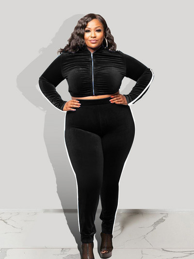 Kétrészes szett női felső és nadrág bársony ruhák téli alkalmi sportruházat, nagy méretű női szett ingyenes kiszállítás tömeges nagykereskedés