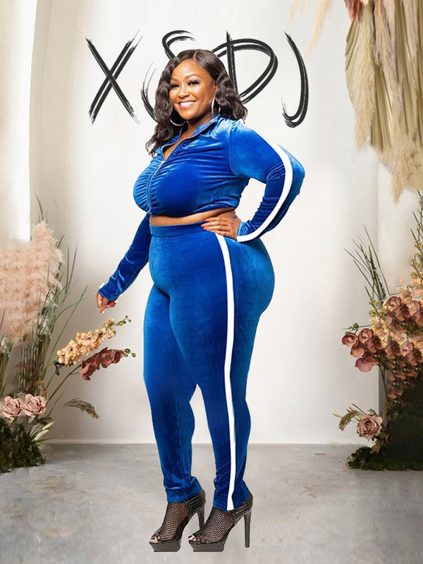 Kétrészes szett női felső és nadrág bársony ruhák téli alkalmi sportruházat, nagy méretű női szett ingyenes kiszállítás tömeges nagykereskedés