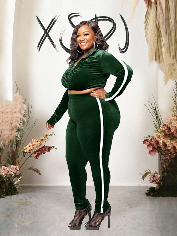 Kétrészes szett női felső és nadrág bársony ruhák téli alkalmi sportruházat, nagy méretű női szett ingyenes kiszállítás tömeges nagykereskedés