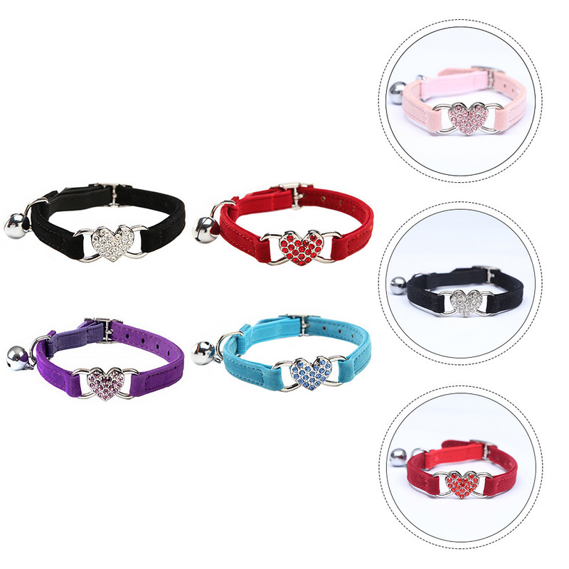 4 τμχ Χρώμα διαμαντένιο κολάρο γάτας κουτάβια κολάρα Προμήθειες για κατοικίδια Bell Cats Polyester