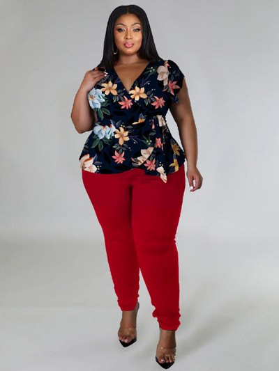 Set două piese ținută pentru femei Top slim fit elegant și pantaloni cu jambiere Costum de vară ținute de sărbători marimi mari Dropshipping cu ridicata