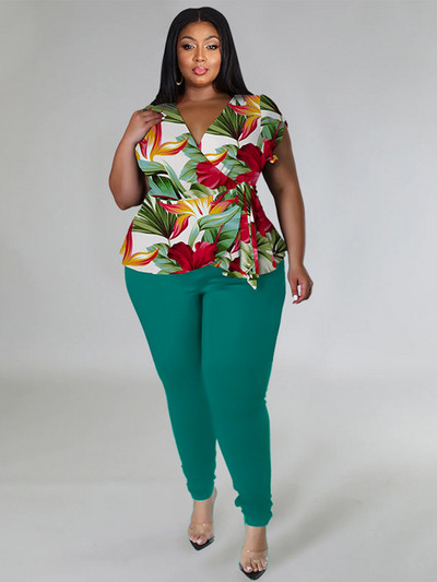 Set două piese ținută pentru femei Top slim fit elegant și pantaloni cu jambiere Costum de vară ținute de sărbători marimi mari Dropshipping cu ridicata