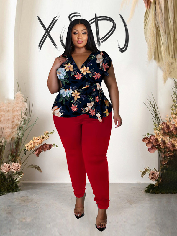 Set două piese ținută pentru femei Top slim fit elegant și pantaloni cu jambiere Costum de vară ținute de sărbători marimi mari Dropshipping cu ridicata