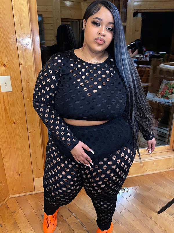 Dviejų dalių rinkiniai moteriškoms kelnėms ir aukščiausio dydžio derantys komplektai naktinio klubo apatinio trikotažo iškirpti skaidrūs juodi seksualūs madingi kostiumai