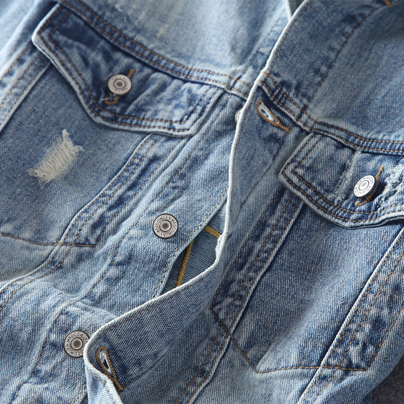 Streetwear Μόδα Ανδρικά Μπουφάν Ρετρό Μπλε Flash Patch Σχεδιαστής με σκισμένο τζιν μπουφάν Ανδρικά παλτό Κέντημα Hip Hop Chaquetas Hombre