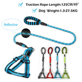 Σετ αντανακλαστικών λουριών για κουτάβι Μικρό μεγάλο σκυλί Σχοινί έλξης λουρί στήθους για κατοικίδια Ρυθμιζόμενο νάιλον γιλέκο Corgi Husky Αφρός λαβής Μόλυβδος