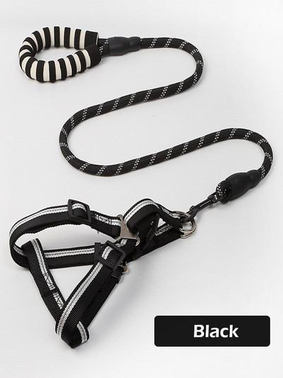 Σετ αντανακλαστικών λουριών για κουτάβι Μικρό μεγάλο σκυλί Σχοινί έλξης λουρί στήθους για κατοικίδια Ρυθμιζόμενο νάιλον γιλέκο Corgi Husky Αφρός λαβής Μόλυβδος