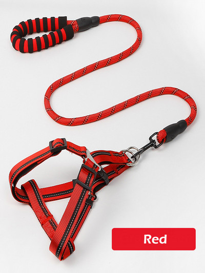 Σετ αντανακλαστικών λουριών για κουτάβι Μικρό μεγάλο σκυλί Σχοινί έλξης λουρί στήθους για κατοικίδια Ρυθμιζόμενο νάιλον γιλέκο Corgi Husky Αφρός λαβής Μόλυβδος