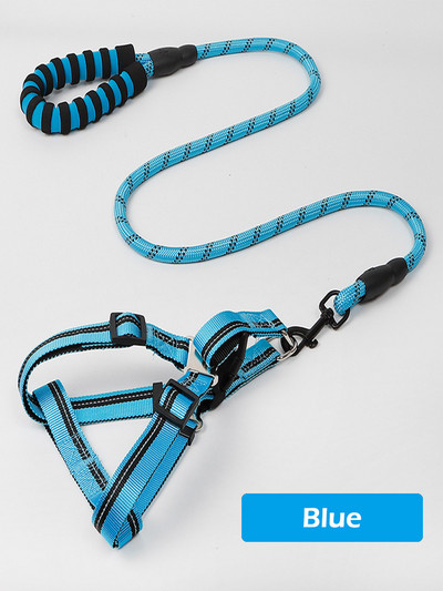 Σετ αντανακλαστικών λουριών για κουτάβι Μικρό μεγάλο σκυλί Σχοινί έλξης λουρί στήθους για κατοικίδια Ρυθμιζόμενο νάιλον γιλέκο Corgi Husky Αφρός λαβής Μόλυβδος