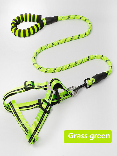 Σετ αντανακλαστικών λουριών για κουτάβι Μικρό μεγάλο σκυλί Σχοινί έλξης λουρί στήθους για κατοικίδια Ρυθμιζόμενο νάιλον γιλέκο Corgi Husky Αφρός λαβής Μόλυβδος