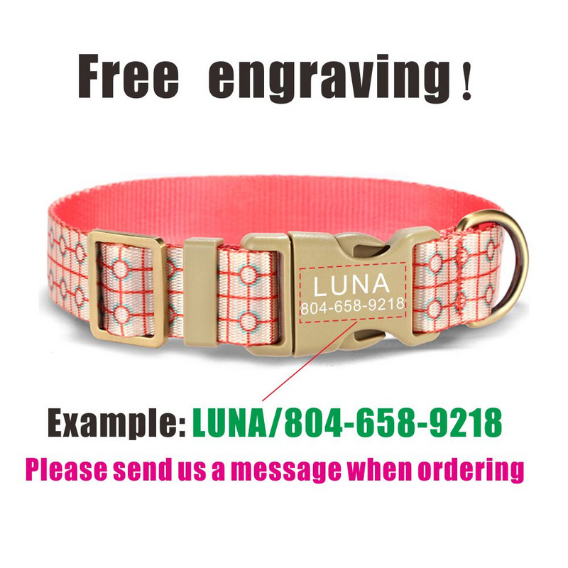 Guler personalizat pentru animale de companie Plăcuță de identificare personalizată ID Cub reglabil Fibră moale Gulerele pentru câini de pisică Lesă de plumb