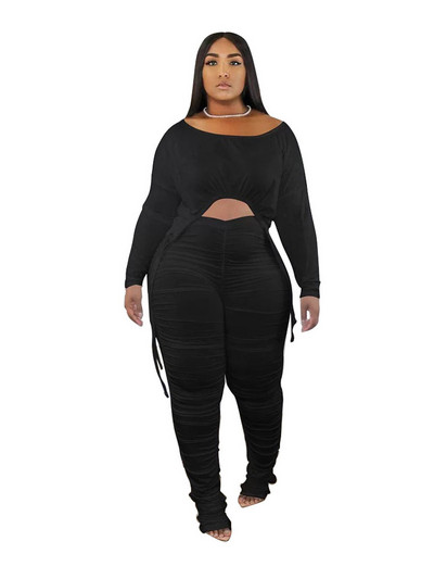 Nagy méretű nappaliruha készletek 2 részes női ruhák hosszú ujjú felső és egymásra rakott nadrág nagy szexi ruhák nagykereskedelmi dropshipping