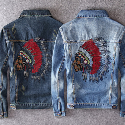 Ulična modna muška jakna velike veličine 6XL Retro plava dizajnerska ležerna traper jakna s indijskim vezom Muški kaputi Hip Hop Chaqueta