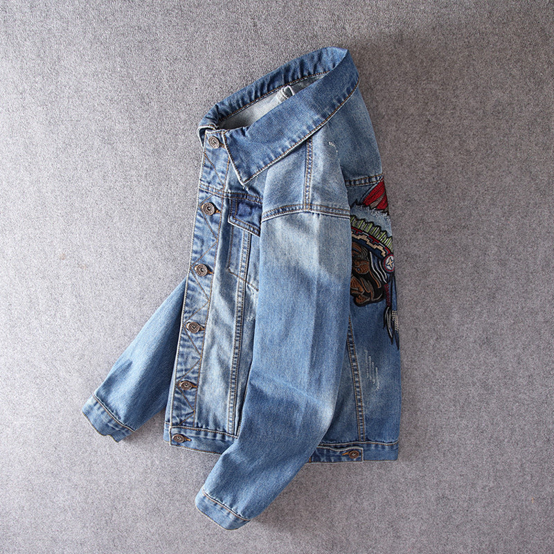 Streetwear Fashion Ανδρικό Μπουφάν Plus Size 6XL Ρετρό Μπλε Ινδικό Κέντημα Σχεδιαστής Casual Τζιν Μπουφάν Ανδρικά Παλτό Hip Hop Chaqueta