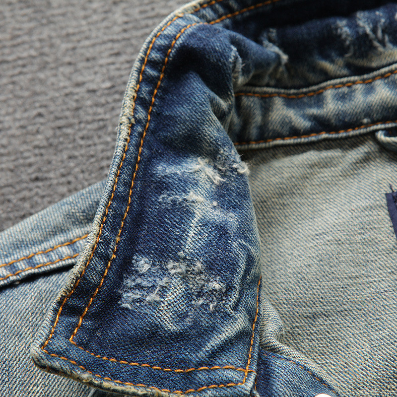 Ulična modna muška jakna Retro isprana Destroy Patchwork dizajnerska poderana traper jakna Muški kaputi Hip Hop Chaquetas Hombre