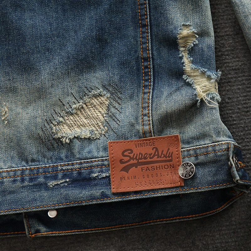 Ulična modna muška jakna Retro isprana Destroy Patchwork dizajnerska poderana traper jakna Muški kaputi Hip Hop Chaquetas Hombre