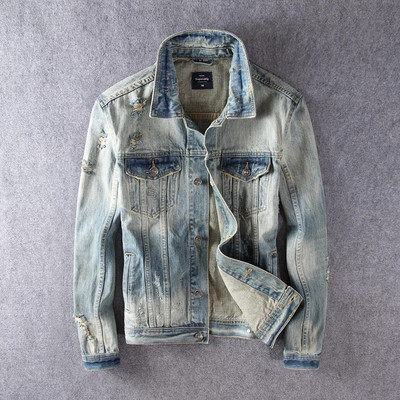 Jarná jesenná módna návrhárska bunda pánska bunda retro roztrhaná džínsová bunda pánske kabáty s dierkami plus veľkosť 5XL vintage ležérne chaquetas hombre