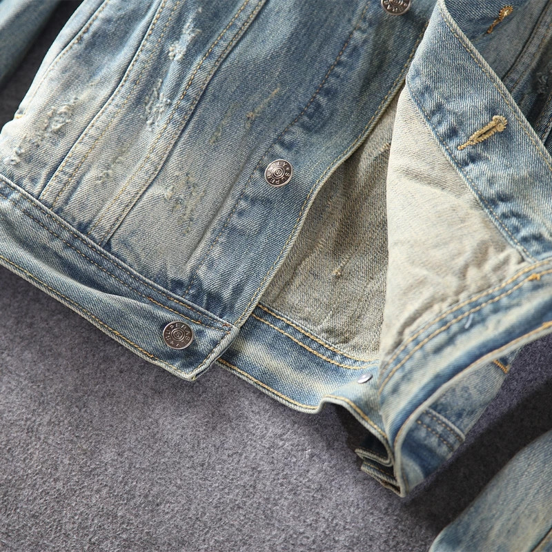 Jarná jesenná módna návrhárska bunda pánska bunda retro roztrhaná džínsová bunda pánske kabáty s dierkami plus veľkosť 5XL vintage ležérne chaquetas hombre