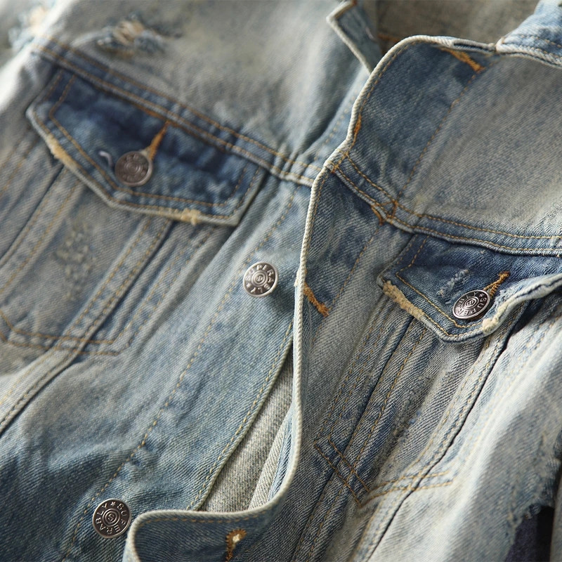 Jarná jesenná módna návrhárska bunda pánska bunda retro roztrhaná džínsová bunda pánske kabáty s dierkami plus veľkosť 5XL vintage ležérne chaquetas hombre