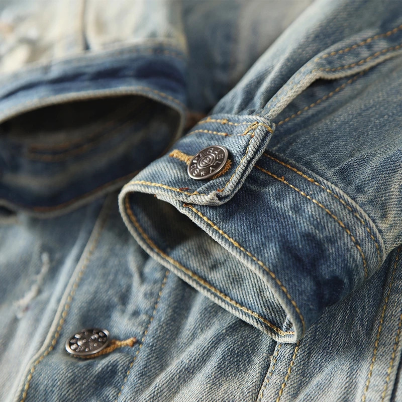 Jarná jesenná módna návrhárska bunda pánska bunda retro roztrhaná džínsová bunda pánske kabáty s dierkami plus veľkosť 5XL vintage ležérne chaquetas hombre