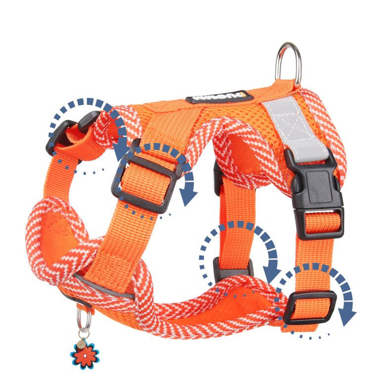 Set de lesă pentru ham pentru câini reflectorizant și respirabil, accesorii pentru plimbare în aer liber pentru animale de companie pentru câini de talie mică, chihuahua, schnauzer, curea de piept pentru cățeluș