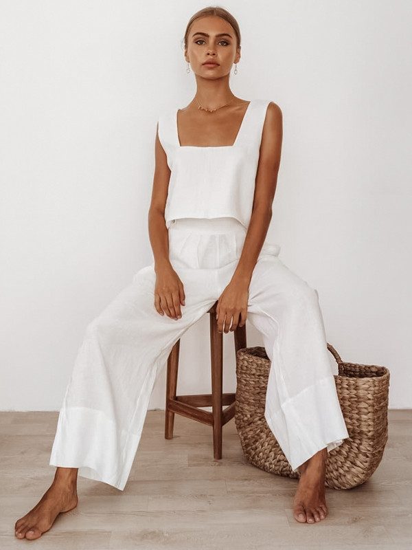 Hiloc 2022 βαμβακερά υπνοδωμάτια Γυναικεία σέξι χαμηλού κοψίματος πιτζάμες φανελάκι Γυναικείο σετ Παντελόνι φαρδύ πόδι Σπίτι κοστούμι εξώπλατο γυναικείο νυχτικό