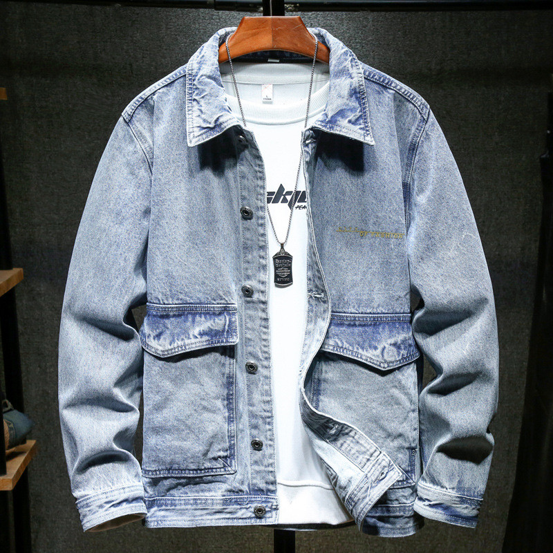 Pánske džínsové bundy, streetwear, hip hop, kórejské, bežné, pánske džínsové bundy, ležérne vrchné oblečenie, nový jesenný letný módny kabát 2022