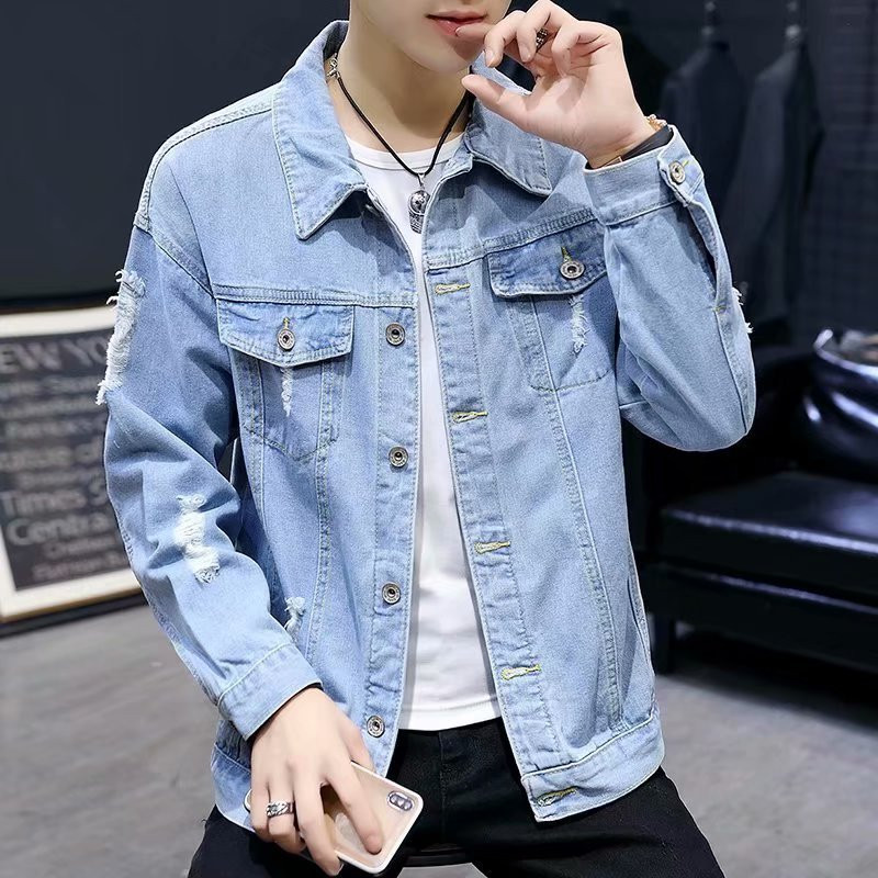 2022 Καλοκαιρινό φθινόπωρο τζιν μπουφάν με τρύπα Vintage Ανδρικά Γυναικεία Παλτό Trucker Μακρυμάνικο μπουφάν με κουμπιά δυτικού στυλ