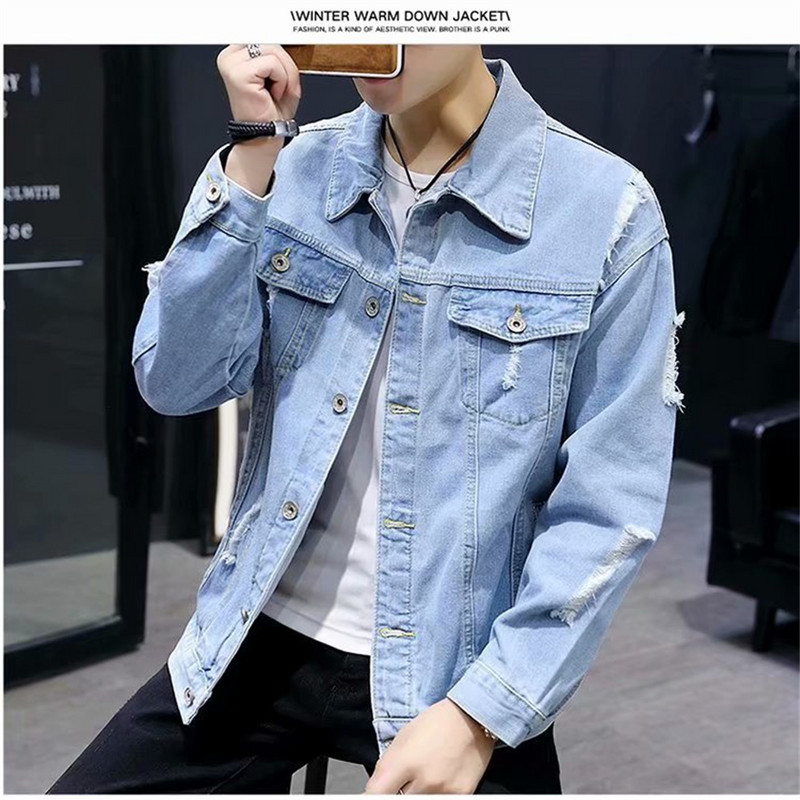 2022 Καλοκαιρινό φθινόπωρο τζιν μπουφάν με τρύπα Vintage Ανδρικά Γυναικεία Παλτό Trucker Μακρυμάνικο μπουφάν με κουμπιά δυτικού στυλ