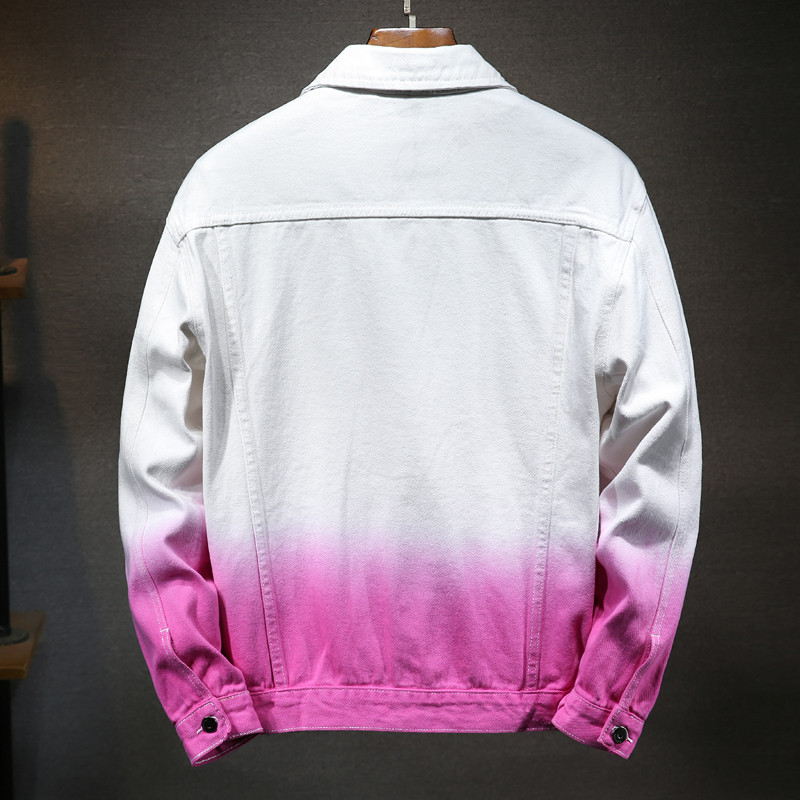 Meeste gradientvärvi jope 2021. aasta kevad/sügis Uus meeste aukudega teksajakk Pestud Meeste Bomberjakid meestele