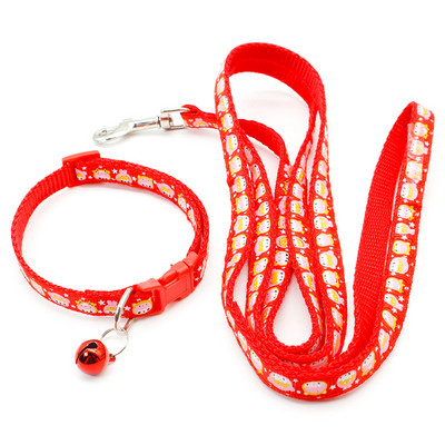 Χαριτωμένο μοτίβο κινουμένων σχεδίων λουρί σκύλου και σετ κολάρου Ρυθμιζόμενος λαιμός με κουδούνια για σκύλο κουταβιού γάτας που περπατά σε εξωτερικούς χώρους σε κολάρο κατά της απώλειας