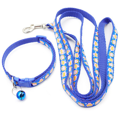 Χαριτωμένο μοτίβο κινουμένων σχεδίων λουρί σκύλου και σετ κολάρου Ρυθμιζόμενος λαιμός με κουδούνια για σκύλο κουταβιού γάτας που περπατά σε εξωτερικούς χώρους σε κολάρο κατά της απώλειας