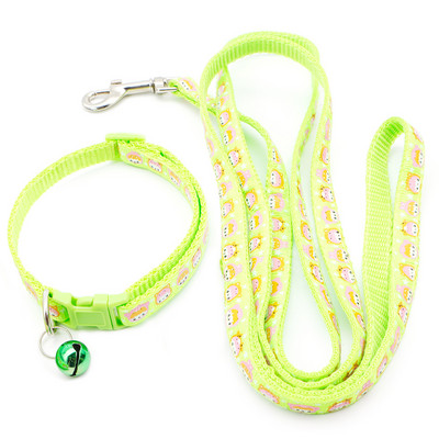 Χαριτωμένο μοτίβο κινουμένων σχεδίων λουρί σκύλου και σετ κολάρου Ρυθμιζόμενος λαιμός με κουδούνια για σκύλο κουταβιού γάτας που περπατά σε εξωτερικούς χώρους σε κολάρο κατά της απώλειας