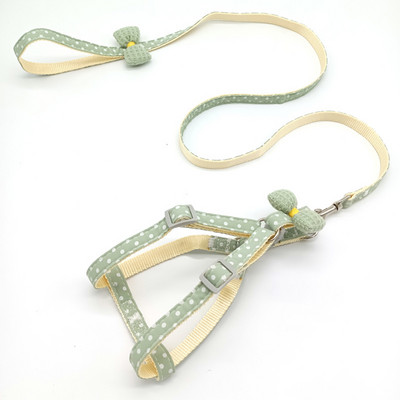 Ρυθμιζόμενο σετ κολάρου και λουριών σκύλου με διακοσμητικό τύπωμα πουά & φιόγκος Ζώνη στήθους κατοικίδιων ζώων Προμήθειες για κουτάβια και γάτες