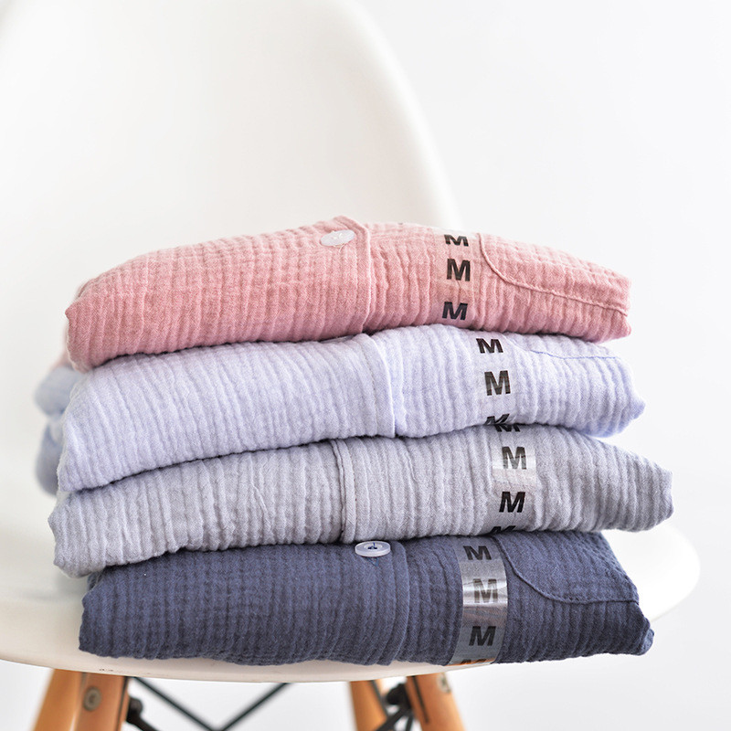 Японски пролетни и есенни нови пижами за двойки от две части 100% памук мъжки и дамски панталонен костюм с дълги ръкави за домашно обслужване