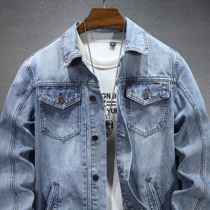 Four Seasons 2023 Jachetă de blugi casual din bumbac pentru bărbați, stil clasic, la modă, subțire, spălată, blugi, haină de marcă masculină