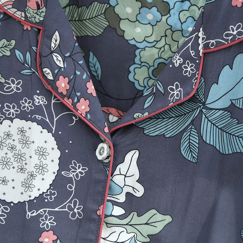 Άνοιξη και φθινόπωρο κυρίες χαριτωμένα κινούμενα σχέδια φλοράλ πιτζάμες από ίνες βισκόζης δύο κομμάτια μακρυμάνικη υπηρεσία σπιτιού βαμβακερό καλοκαιρινό λεπτό σορτς