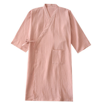 Кимоно в японски стил Летни пижами за двойки 100% памучен креп Дамска тънка нощница Мъжки халат Халат Пижами за домашно обслужване